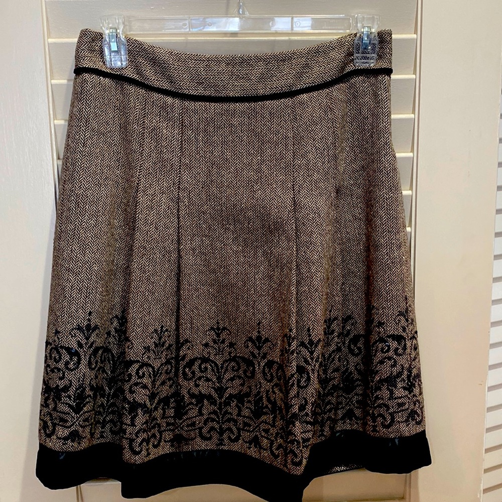 Loft Wool Blend Brown & Black lined shirt with Velvet and Sequin detail